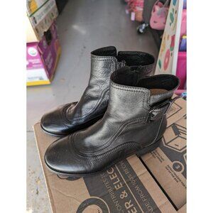 JIMMY CHOO 36 Brylee Buckle Trimmed Black Leather Flat Heel Ankle Booties